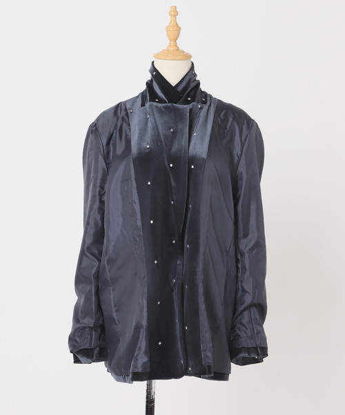 【6万円】Diagram イタリアベロア　ドットデザインジャケット ドット刺繍ベロアジャケット（テーラードジャケット）｜U by