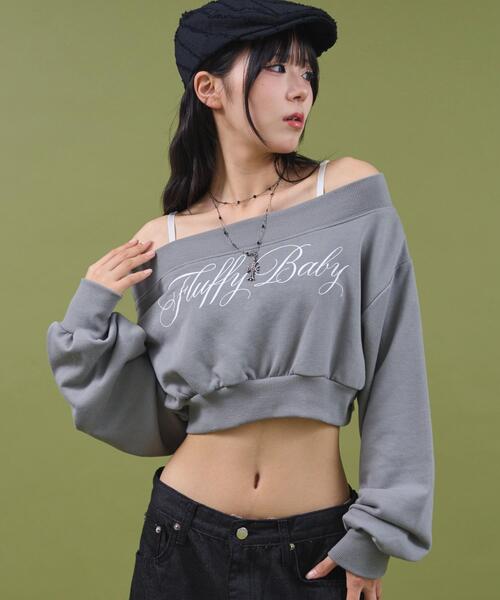 dispark（ディスパーク）の「DISPARK/ワイドショルダーロゴスウェット（スウェット・レディース・スミクロ/ホワイト・FREE）」の2枚目の写真