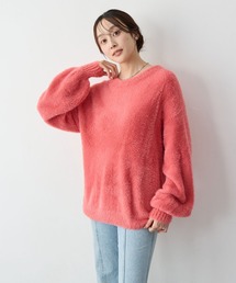 【anyfee/大きいサイズ】ボートネックフェザーニットプルオーバー