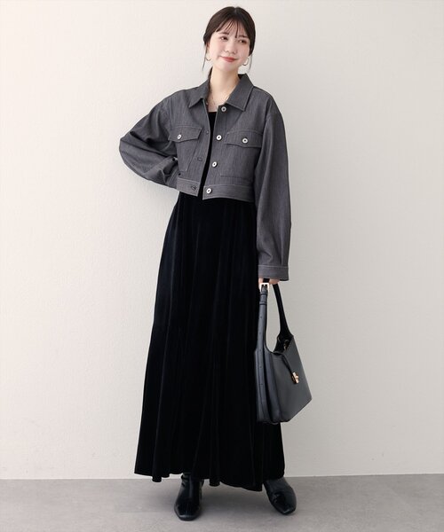 natural couture(ナチュラルクチュール)の「クロップドシャツブルゾン(ブルゾン・レディース・ネイビー/ブラウン/グレー・FREE)」の9枚目の写真