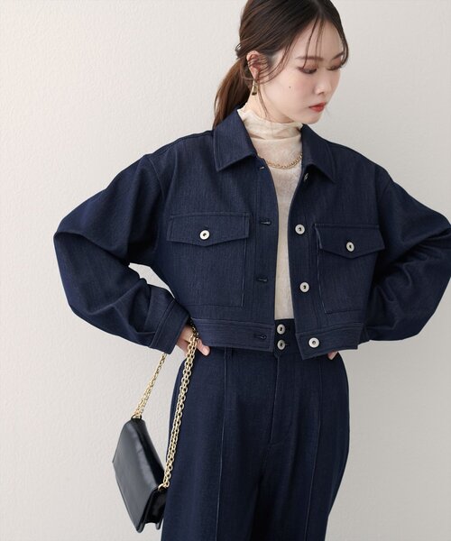 natural couture(ナチュラルクチュール)の「クロップドシャツブルゾン(ブルゾン・レディース・ネイビー/ブラウン/グレー・FREE)」の22枚目の写真