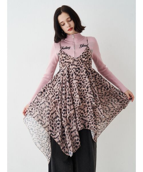 jouetie（ジュエティ）の「パターンシアーキャミワンピース レース ヒョウ柄（ワンピース・レディース・ブラウン/ブラック/オフホワイト・MEDIUM）」の4枚目の写真