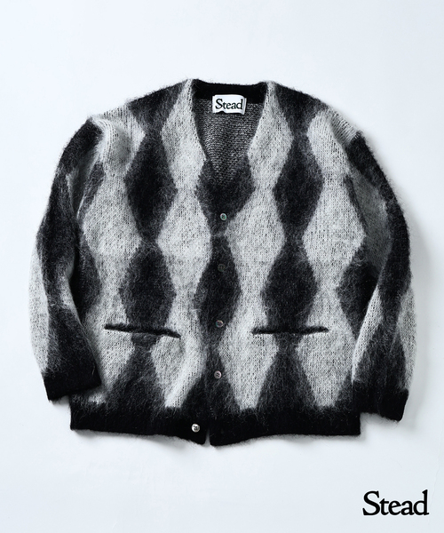 JOURNAL STANDARD J.S HOMESTEAD（ジャーナルスタンダードホームステッド）の「Stead / モヘア ミックス スクエア カーディガン（カーディガン/ボレロ・メンズ・ブラック/ブラウン/パープル・MEDIUM/LARGE）」の2枚目の写真