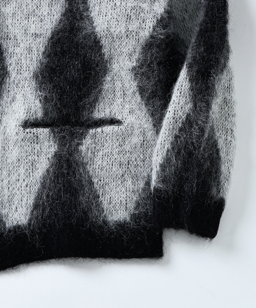 JOURNAL STANDARD J.S HOMESTEAD（ジャーナルスタンダードホームステッド）の「Stead / モヘア ミックス スクエア カーディガン（カーディガン/ボレロ・メンズ・ブラック/ブラウン/パープル・MEDIUM/LARGE）」の5枚目の写真