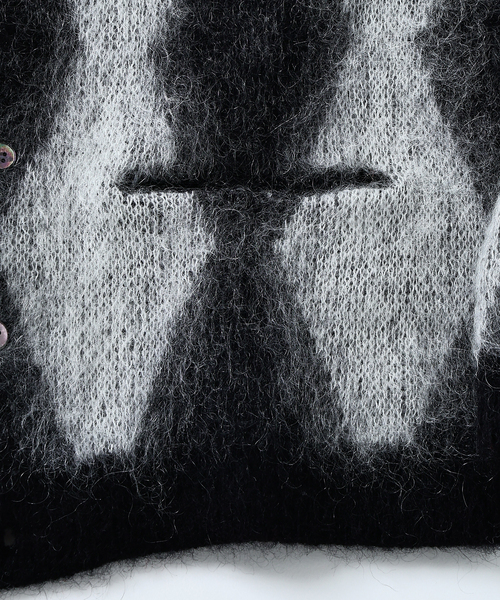 JOURNAL STANDARD J.S HOMESTEAD（ジャーナルスタンダードホームステッド）の「Stead / モヘア ミックス スクエア カーディガン（カーディガン/ボレロ・メンズ・ブラック/ブラウン/パープル・MEDIUM/LARGE）」の7枚目の写真