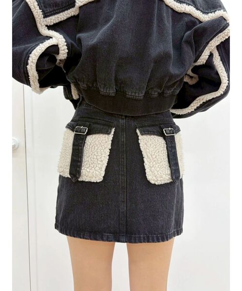 EVRIS（エヴリス）の「デニムボアミニスカート【セットアップ着用可能】（デニムスカート・レディース・インディゴブルー/ブラック・SMALL/MEDIUM）」の9枚目の写真