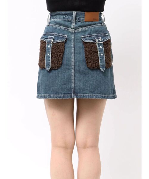 EVRIS（エヴリス）の「デニムボアミニスカート【セットアップ着用可能】（デニムスカート・レディース・インディゴブルー/ブラック・SMALL/MEDIUM）」の18枚目の写真