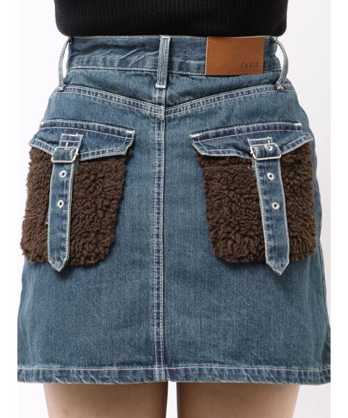 EVRIS（エヴリス）の「デニムボアミニスカート【セットアップ着用可能】（デニムスカート・レディース・インディゴブルー/ブラック・SMALL/MEDIUM）」の17枚目の写真