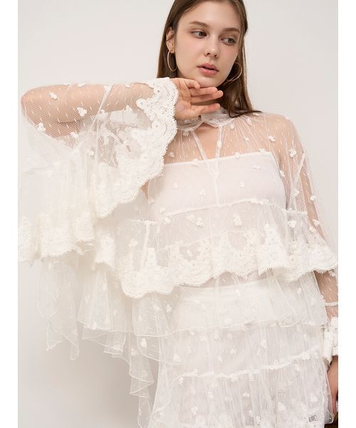 SNIDEL（スナイデル）の「チュールエンブロイダリースカショーパン（その他パンツ・レディース・その他・0/1）」の2枚目の写真