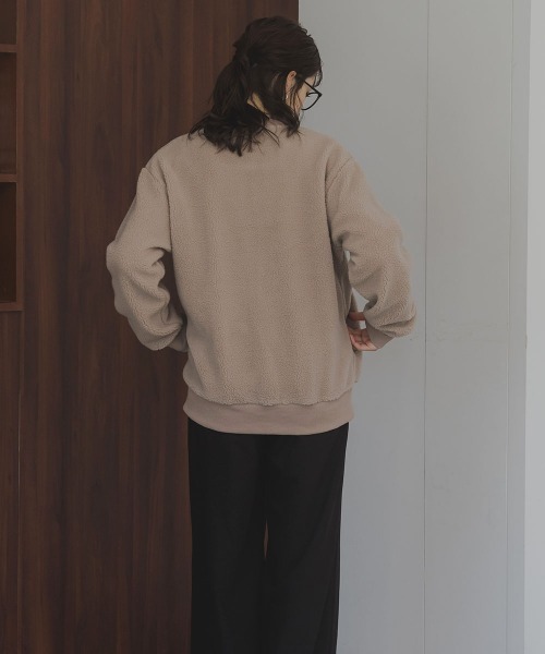 slattgir(スラットジール)の「高身長 ボアブルゾン(トールサイズ)Essenave(カバーオール・レディース・ライトブラウン/チャコール・TM/TLL/TL/T3L)」の6枚目の写真