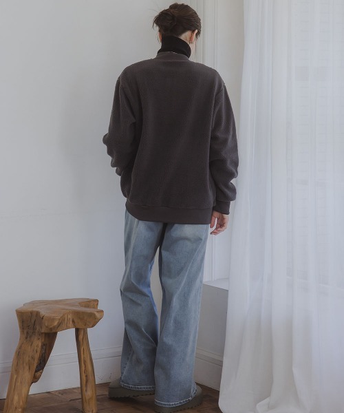 slattgir(スラットジール)の「高身長 ボアブルゾン(トールサイズ)Essenave(カバーオール・レディース・ライトブラウン/チャコール・TM/TLL/TL/T3L)」の13枚目の写真