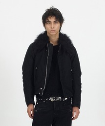 PADDED SHEARING COLLAR BIKER JACKET