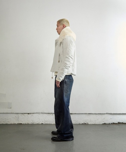 NVRFRGT(ネヴァーフォーゲット)の「PADDED SHEARING COLLAR BIKER JACKET(ミリタリージャケット・メンズ・ホワイト/ブラック・2)」の13枚目の写真