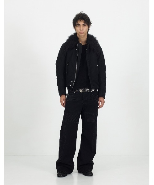 NVRFRGT(ネヴァーフォーゲット)の「PADDED SHEARING COLLAR BIKER JACKET(ミリタリージャケット・メンズ・ホワイト/ブラック・2)」の12枚目の写真