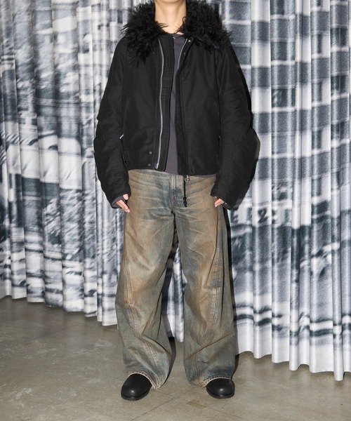 NVRFRGT(ネヴァーフォーゲット)の「PADDED SHEARING COLLAR BIKER JACKET(ミリタリージャケット・メンズ・ホワイト/ブラック・2)」の17枚目の写真