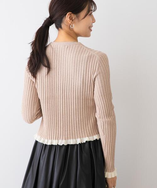 F by ROSSO（エフバイロッソ）の「F by ROSSO　スパンコールフリルリブカーディガン（カーディガン/ボレロ・レディース・ネイビー/ベージュ/グレー・FREE）」の8枚目の写真