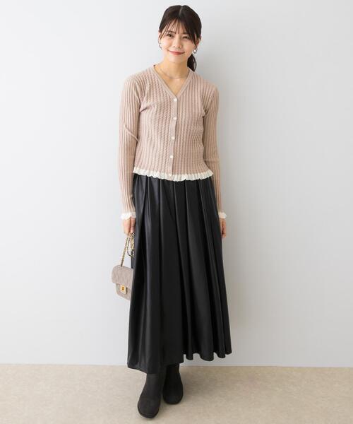 F by ROSSO（エフバイロッソ）の「F by ROSSO　スパンコールフリルリブカーディガン（カーディガン/ボレロ・レディース・ネイビー/ベージュ/グレー・FREE）」の10枚目の写真