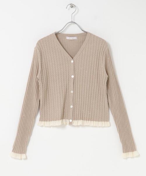 F by ROSSO（エフバイロッソ）の「F by ROSSO　スパンコールフリルリブカーディガン（カーディガン/ボレロ・レディース・ネイビー/ベージュ/グレー・FREE）」の11枚目の写真