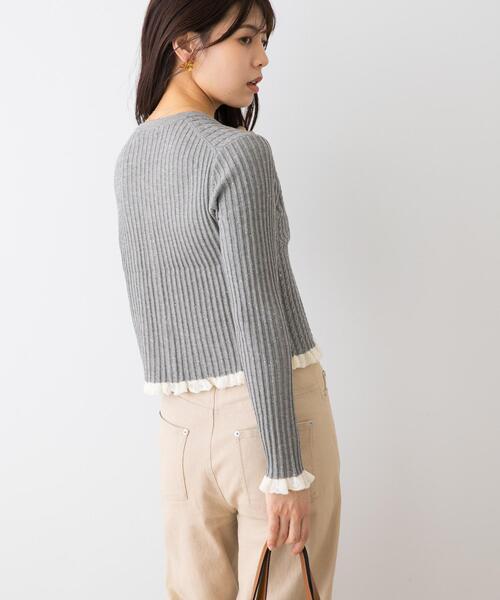 F by ROSSO（エフバイロッソ）の「F by ROSSO　スパンコールフリルリブカーディガン（カーディガン/ボレロ・レディース・ネイビー/ベージュ/グレー・FREE）」の18枚目の写真