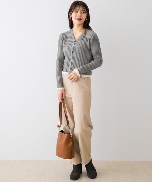 F by ROSSO（エフバイロッソ）の「F by ROSSO　スパンコールフリルリブカーディガン（カーディガン/ボレロ・レディース・ネイビー/ベージュ/グレー・FREE）」の19枚目の写真