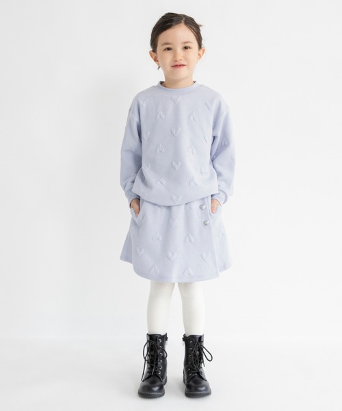 BRANSHES（ブランシェス）の「【セットアップ対応】ハート総柄膨れジャガードトレーナー（スウェット・キッズ・ブラック/ラベンダー・120/130/100/110/80/90/140/150）」の10枚目の写真