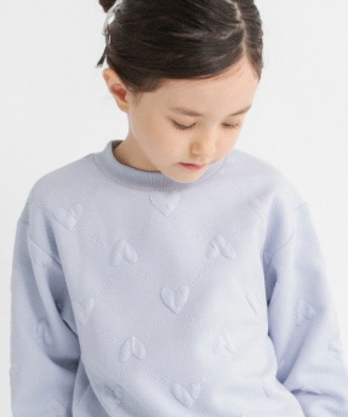 BRANSHES（ブランシェス）の「【セットアップ対応】ハート総柄膨れジャガードトレーナー（スウェット・キッズ・ブラック/ラベンダー・120/130/100/110/80/90/140/150）」の9枚目の写真