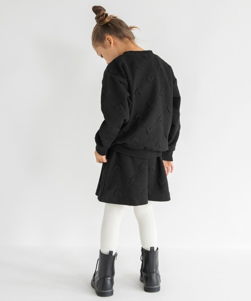 BRANSHES（ブランシェス）の「【セットアップ対応】ハート総柄膨れジャガードトレーナー（スウェット・キッズ・ブラック/ラベンダー・120/130/100/110/80/90/140/150）」の8枚目の写真