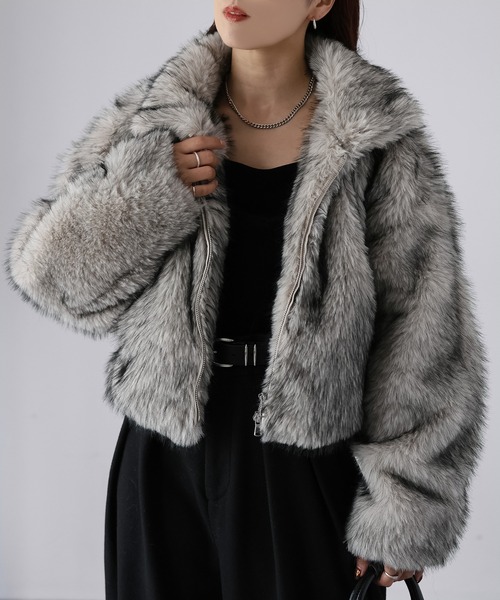 セール】ダブルジップ2WAYミックスファーブルゾン（ブルゾン