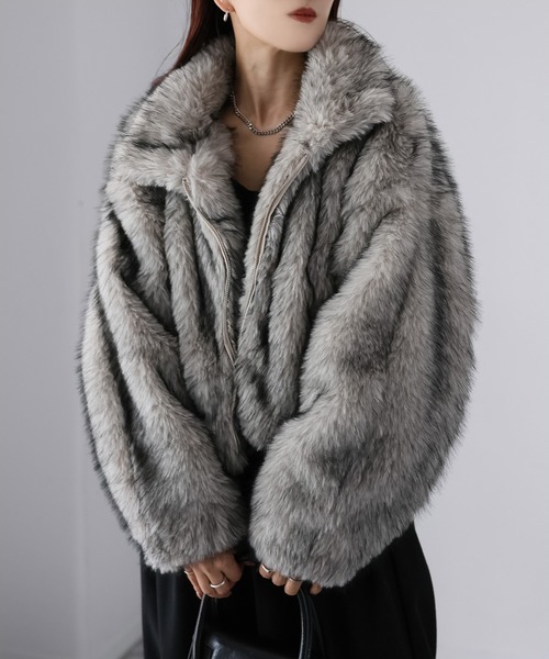 ダブルジップ2WAYミックスファーブルゾン（ブルゾン）｜Riberry