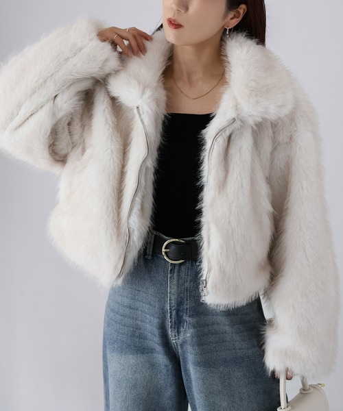 ダブルジップ2WAYミックスファーブルゾン（ブルゾン）｜Riberry