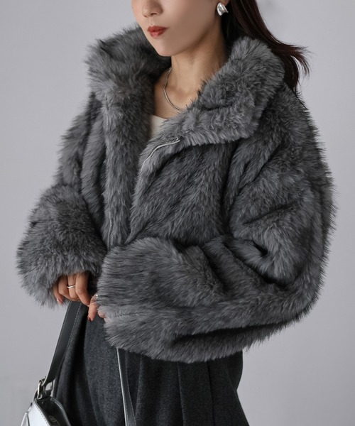 ダブルジップ2WAYミックスファーブルゾン（ブルゾン）｜Riberry