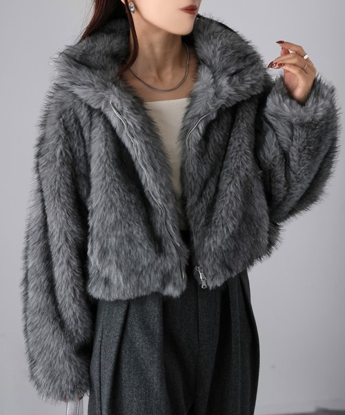 ダブルジップ2WAYミックスファーブルゾン（ブルゾン）｜Riberry