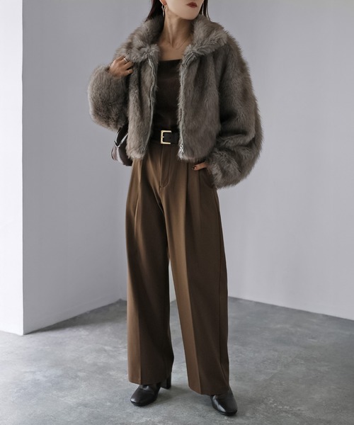 セール】ダブルジップ2WAYミックスファーブルゾン（ブルゾン