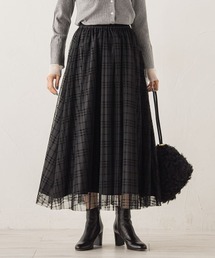 フロッキーチェックスカート≪手洗い可能≫