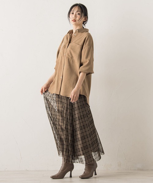 Droite lautreamont（ドロワットロートレアモン）の「フロッキーチェックスカート≪手洗い可能≫（スカート・レディース・ブラウン/ブラック・M）」の12枚目の写真