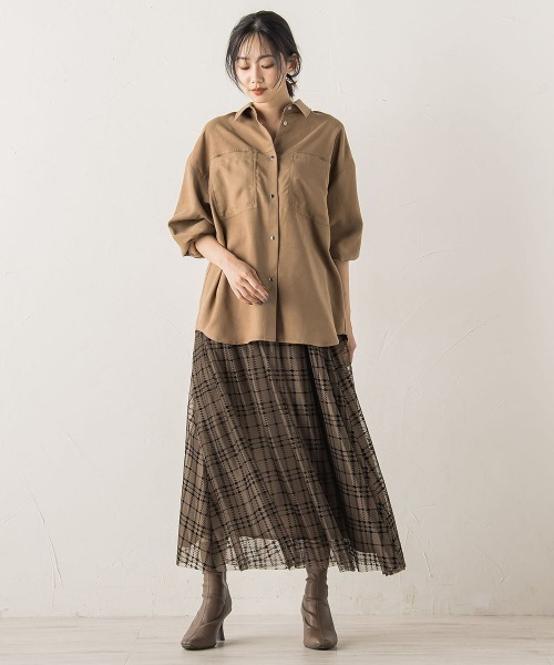 Droite lautreamont（ドロワットロートレアモン）の「フロッキーチェックスカート≪手洗い可能≫（スカート・レディース・ブラウン/ブラック・M）」の13枚目の写真