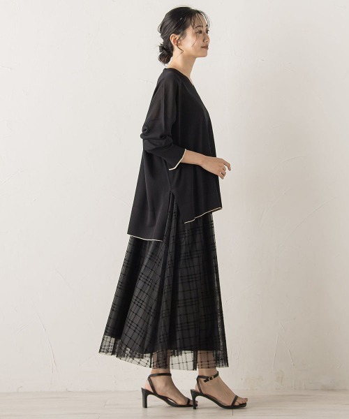 Droite lautreamont（ドロワットロートレアモン）の「フロッキーチェックスカート≪手洗い可能≫（スカート・レディース・ブラウン/ブラック・M）」の3枚目の写真