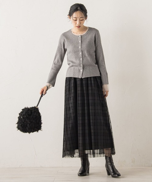 Droite lautreamont（ドロワットロートレアモン）の「フロッキーチェックスカート≪手洗い可能≫（スカート・レディース・ブラウン/ブラック・M）」の5枚目の写真