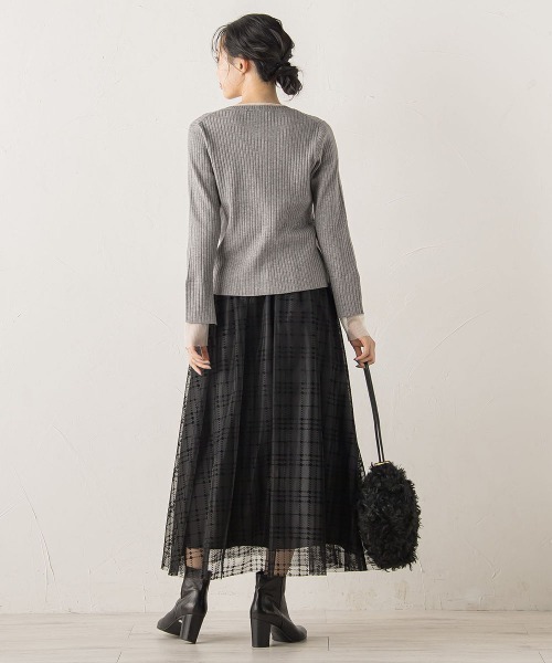 Droite lautreamont（ドロワットロートレアモン）の「フロッキーチェックスカート≪手洗い可能≫（スカート・レディース・ブラウン/ブラック・M）」の7枚目の写真