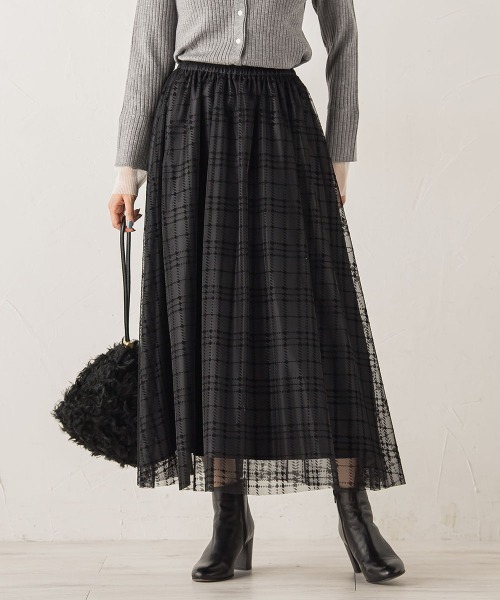 Droite lautreamont（ドロワットロートレアモン）の「フロッキーチェックスカート≪手洗い可能≫（スカート・レディース・ブラウン/ブラック・M）」の17枚目の写真