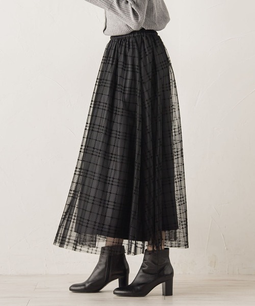 Droite lautreamont（ドロワットロートレアモン）の「フロッキーチェックスカート≪手洗い可能≫（スカート・レディース・ブラウン/ブラック・M）」の18枚目の写真