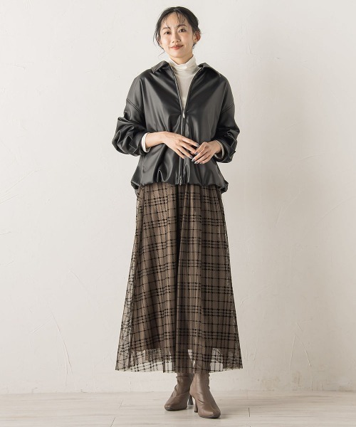 Droite lautreamont（ドロワットロートレアモン）の「フロッキーチェックスカート≪手洗い可能≫（スカート・レディース・ブラウン/ブラック・M）」の14枚目の写真