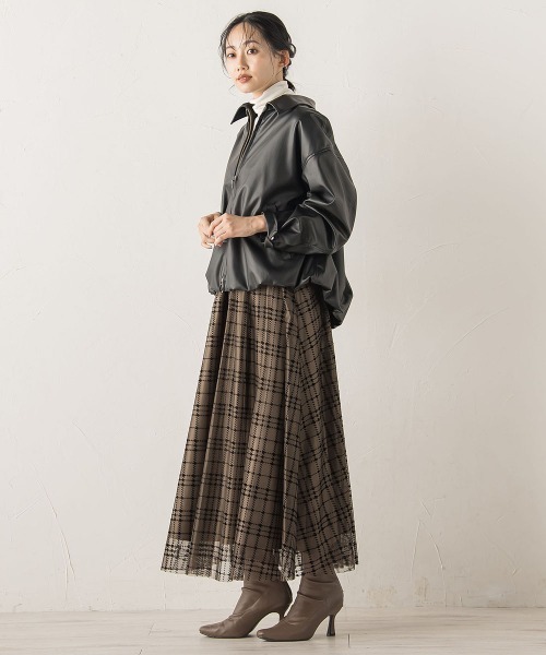 Droite lautreamont（ドロワットロートレアモン）の「フロッキーチェックスカート≪手洗い可能≫（スカート・レディース・ブラウン/ブラック・M）」の15枚目の写真