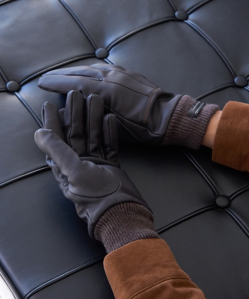 SETUP7（セットアップセブン）の「【SETUP7】C'est doux PUレザーライン ベルト付き 5本指手袋 FTL（手袋・メンズ・ブラック/ブラウン・FREE）」の9枚目の写真