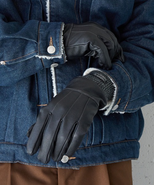 SETUP7（セットアップセブン）の「【SETUP7】C'est doux PUレザーライン ベルト付き 5本指手袋 FTL（手袋・メンズ・ブラック/ブラウン・FREE）」の3枚目の写真