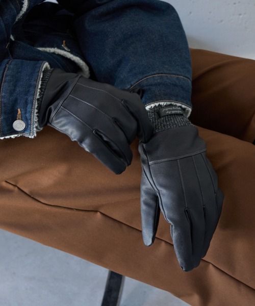 SETUP7（セットアップセブン）の「【SETUP7】C'est doux PUレザーライン ベルト付き 5本指手袋 FTL（手袋・メンズ・ブラック/ブラウン・FREE）」の5枚目の写真