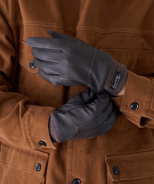 SETUP7（セットアップセブン）の「【SETUP7】C'est doux PUレザーライン ベルト付き 5本指手袋 FTL（手袋・メンズ・ブラック/ブラウン・FREE）」の7枚目の写真