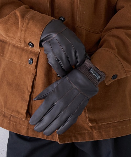 SETUP7（セットアップセブン）の「【SETUP7】C'est doux PUレザーライン ベルト付き 5本指手袋 FTL（手袋・メンズ・ブラック/ブラウン・FREE）」の8枚目の写真