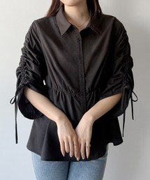 mipiarl（ミピアール）の「ドロストギャザースリーブシャツチュニック（チュニック）」