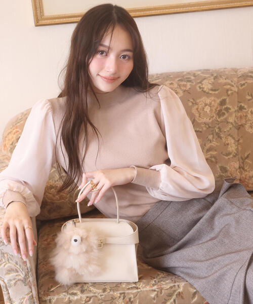 PROPORTION BODY DRESSING(プロポーションボディドレッシング)の「シフォンスリーブニットトップス / 1215270134(ニット/セーター・レディース・ブラック/ブルー/ベージュ・FREE)」の1枚目の写真
